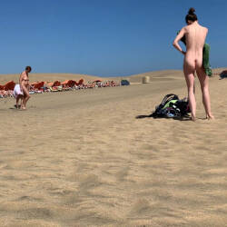 Pic #8 Will She Strip Off?  - Nude Girls, Beach, Brunette, Outdoors, Beach Voyeur