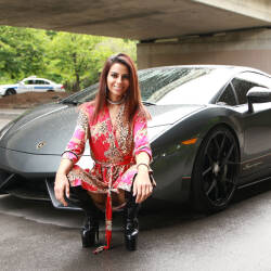 Pic #8 Sexy Sierra Posing With A Lambo - Public Exhibitionist, Flashing, High Heels Amateurs, Outdoors, Redhead, Amateur, Medium Tits