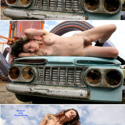 Pic #5 Little Blue Cars - Nude Girls, Brunette, Outdoors, Bush Or Hairy, Amateur, Medium Tits