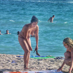 Pic #1 Beach Beauty - Topless Girls, Beach, Big Tits, Brunette, Outdoors, Beach Voyeur