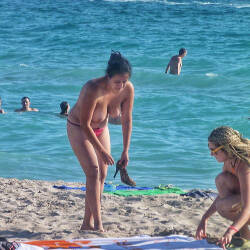 Pic #2 Beach Beauty - Topless Girls, Beach, Big Tits, Brunette, Outdoors, Beach Voyeur