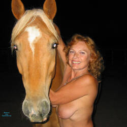 Pic #8 Sweetness With Her Horses - Nude Amateurs, Big Tits, Mature, Outdoors, Redhead