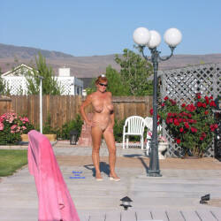 Pic #2 Sweetness In The Back Yard - Nude Amateurs, Big Tits, Outdoors, Redhead, Bush Or Hairy, Amateur, Mature