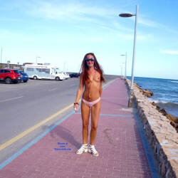 Pic #6 In The Parking Lot! - Topless Girls, Public Exhibitionist, Flashing, Outdoors, Public Place, Small Tits, Amateur