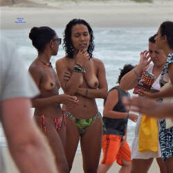 Pic #1 Tanned Lines - Topless Girls, Beach, Brunette, Outdoors, Medium Tits, Beach Voyeur