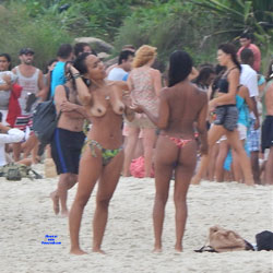 Pic #4 Tanned Lines - Topless Girls, Beach, Brunette, Outdoors, Medium Tits, Beach Voyeur