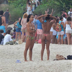 Pic #5 Tanned Lines - Topless Girls, Beach, Brunette, Outdoors, Medium Tits, Beach Voyeur