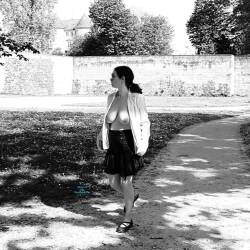 Pic #5 Photoshoot - Big Tits, Brunette, Public Exhibitionist, Flashing, Outdoors, Public Place, Amateur