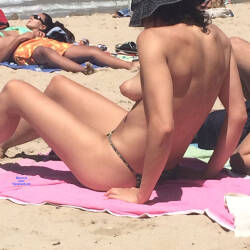 Pic #5 Topless Girls In South Of France - Topless Girls, Beach, Brunette, Outdoors, Bikini Voyeur