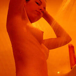 Pic #5 Warming Light In A Cool Shower - Nude Girls, Brunette, Bush Or Hairy, Amateur, Medium Tits