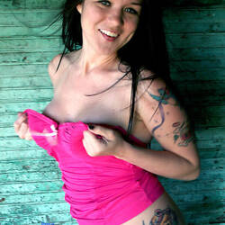 Pic #1 Blue And Pink - Nude Girls, Big Tits, Brunette, Shaved, Amateur, Tattoos