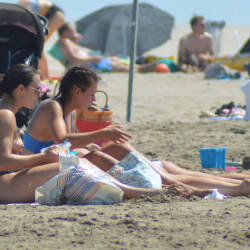 Pic #6 South Of France On Beach This Summer Mix - Topless Girls, Beach, Brunette, Outdoors, Bikini Voyeur