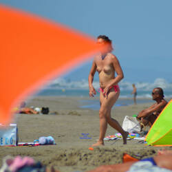 Pic #3 South Of France On Beach This Summer Mix - Topless Girls, Beach, Brunette, Outdoors, Bikini Voyeur