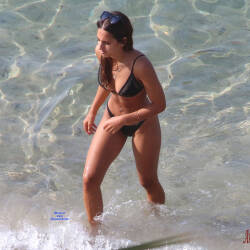 Pic #1 Brunette Beauty On A French Beach - Beach, Blonde, Outdoors, Bikini Voyeur