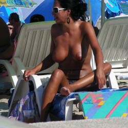 Pic #6 Beach - Topless Girls, Beach, Big Tits, Brunette, Outdoors, Beach Voyeur