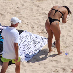 Pic #1 Tattooed Brunette Beauty On The Beach - Beach, Brunette, Outdoors, Bikini Voyeur, Amateur, Tattoos