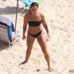 Pic #6 Tattooed Brunette Beauty On The Beach - Beach, Brunette, Outdoors, Bikini Voyeur, Amateur, Tattoos