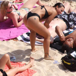 Pic #8 Tattooed Brunette Beauty On The Beach - Beach, Brunette, Outdoors, Bikini Voyeur, Amateur, Tattoos