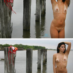 Pic #9 Ponchatrain Poles - Nude Girls, Brunette, Outdoors, Small Tits, Bush Or Hairy, Amateur