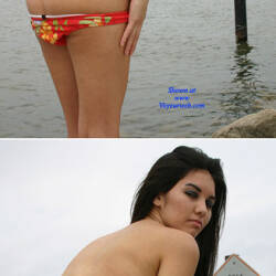 Pic #4 Jetty Lines - Nude Girls, Brunette, Outdoors, Small Tits, Shaved, Amateur