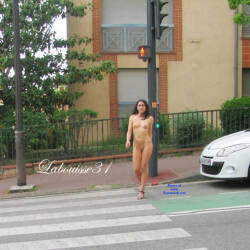 Pic #1 Labouisse31 In The Street 2 - Nude Girls, Brunette, Public Exhibitionist, Flashing, Outdoors, Small Tits, Shaved, Amateur