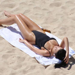 Pic #1 Sunbath - Topless Girls, Beach, Big Tits, Brunette, Outdoors, Beach Voyeur