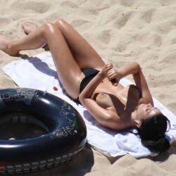 Pic #2 Sunbath - Topless Girls, Beach, Big Tits, Brunette, Outdoors, Beach Voyeur