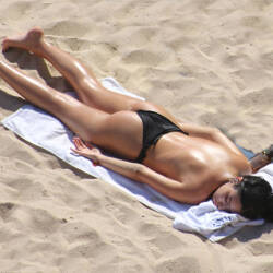 Pic #4 Sunbath - Topless Girls, Beach, Big Tits, Brunette, Outdoors, Beach Voyeur