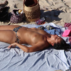 Pic #3 Topless Sunbathing - Topless Girls, Beach, Brunette, Outdoors, Small Tits, Beach Voyeur