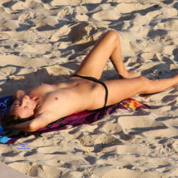 Pic #6 Topless Sunbathing - Topless Girls, Beach, Brunette, Outdoors, Small Tits, Beach Voyeur