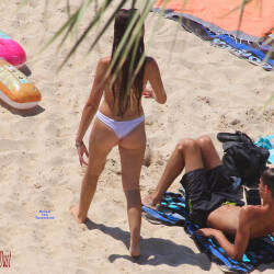 Pic #5 Beauty With A Golden Bra On The Beach - Beach, Brunette, Outdoors, Bikini Voyeur