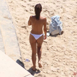 Pic #8 Three wonders On A French Beach - Topless Girls, Beach, Brunette, Outdoors, Bikini Voyeur