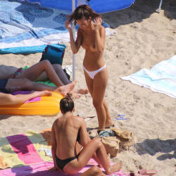 Pic #8 A Wonder In White - Topless Girls, Beach, Big Tits, Brunette, Outdoors, Beach Voyeur