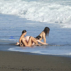 Pic #8 Wave Riders - Nude Girls, Beach, Brunette, Outdoors, Beach Voyeur