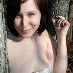 Pic #3 Lingerie Smiles Outdoors - Brunette, Mature, Outdoors, Nature, Bush Or Hairy, Amateur, Medium Tits