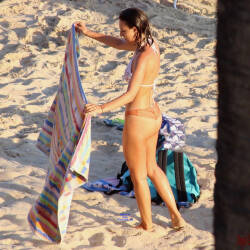 Pic #4 Beauty Just After A Shower - Beach, Brunette, Outdoors, Bikini Voyeur