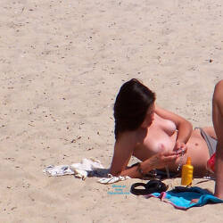 Pic #4 Topless Beach In Britanny - Topless Girls, Beach, Brunette, Beach Voyeur