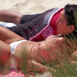 Pic #5 Beach In Britanny - Topless Girls, Beach, Big Tits, Brunette, Outdoors, Beach Voyeur