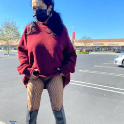 Pic #6 Quick And Naughty Trip To The Store!! - Brunette, Public Exhibitionist, Flashing, Lingerie, Outdoors, Amateur