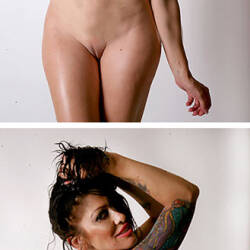 Pic #2 Posing On White - Nude Amateurs, Big Tits, Brunette, Mature, Shaved, Amateur, Tattoos