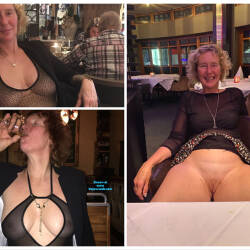 Pic #1 Restaurant Visit - Big Tits, Blonde, Public Exhibitionist, Flashing, Public Place, Shaved, Amateur, See Through