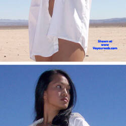 Pic #6 White Shirt On The Lakebed - Big Tits, Brunette, Outdoors, Shaved, Amateur