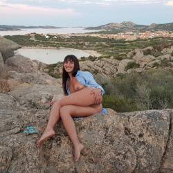 Pic #7 No Panties With A Sardinian's View - Brunette, Outdoors, Nature, Bush Or Hairy, Amateur, Medium Tits, Firm Ass