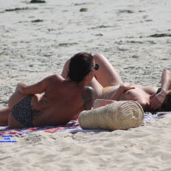 Pic #1 Nice Tits On French Beach - Topless Girls, Beach, Brunette, Outdoors, Beach Voyeur