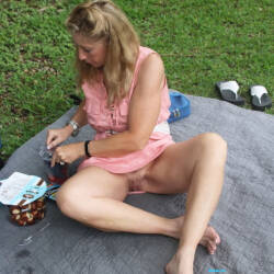 Pic #6 Upskirt Flashing - No Panties On, Outdoors, Pussy, Shaved, Upskirt Pussy