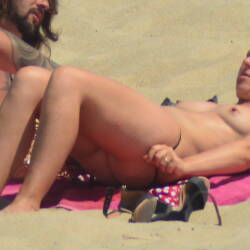 Pic #4 Somewhere on a beach (west of France) - Beach, Beach Pussy, Beach Voyeur, Blonde, Hard Nipples, Natural Tits, Perky Boobs, Small Tits, Outdoors, Public Exhibitionist, Public Place