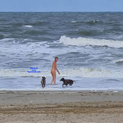 Pic #5 Nacked woman with dog. - Nude Amateurs, Nude Wives, Beach, Blonde, Public Exhibitionist, Outdoors, Voyeur