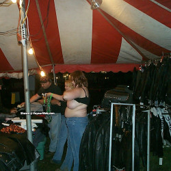 Pic #5 Bike Rally -5 - Big Tits, Flashing Tits, Mature, Natural Tits, Outdoors, Public Exhibitionist, Public Place, Topless Amateurs, Topless Wives, Voyeur