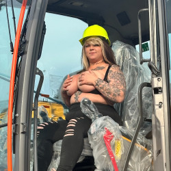 At the jobsite - Bbw, Big Tits, Blonde, Hard Nipples, Natural Tits, Outdoors, Topless Girls