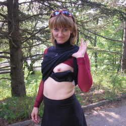 Pic #10 A walk in the park. - Amateur, Ass, Brunette, Flashing, Flashing Tits, Hanging Tits, Hard Nipples, High Heels Amateurs, Legs Spread Wide Open, Natural Tits, Nature, Outdoors, Pussy, Shaved, Small Tits, Stockings Pics